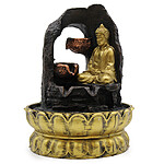 Fantana Buddha Auriu care Mediteaza - 30 cm