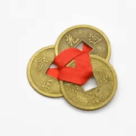 amuleta 3 monede Amuletă Feng Shui - 3 Monede Chinezești pentru Prosperitate și Noroc - imagine 1