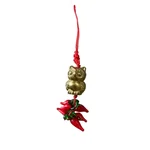 Amuletă Feng Shui Bufniță cu Ardei Roșii – Înțelepciune, Protecție și Prosperitate