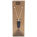 Pandantiv cu Vârf Plat - Agat Negru