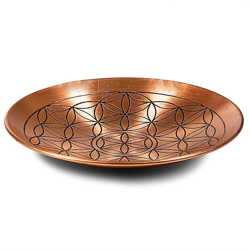 bol fumigatie floarea vietii cupru Bol pentru Fumigație din Cupru cu Simbol Floarea Vieții – 15 cm - imagine 1