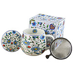 Cană din Porțelan cu Infuzor Metalic și Capac – „Kashubian” (430 ml)