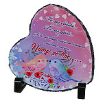 Placă din Ardezie în Formă de Inimă – „Te-aș Căuta...” (14 cm)