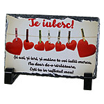 Placă din Ardezie „Te Iubesc” - cu Inimioare (10x15 cm)