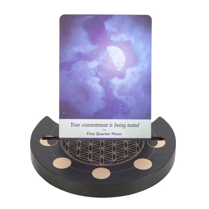 suport mic carti tarot negru Suport Carte Tarot în Formă de Semilună – Floarea Vieții - imagine 1