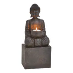 Buddha Suport Lumânare Pastilă – Liniște și Armonie (30x12x9 cm, Rășină, Negru)