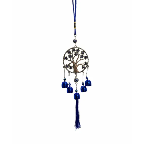 clopotei pomul vietii Clopot de Vânt din Metal cu 5 Clopoței, Pomul Vieții și Ochiul lui Horus – Protecție și Armonie - imagine 1