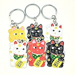 Breloc Metalic 2D cu Maneki Neko – Pisica Norocoasă