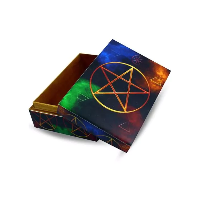 cutie pentagrama Cutie din lemn cu simbol Pentagramă – 15x10 cm - imagine 1