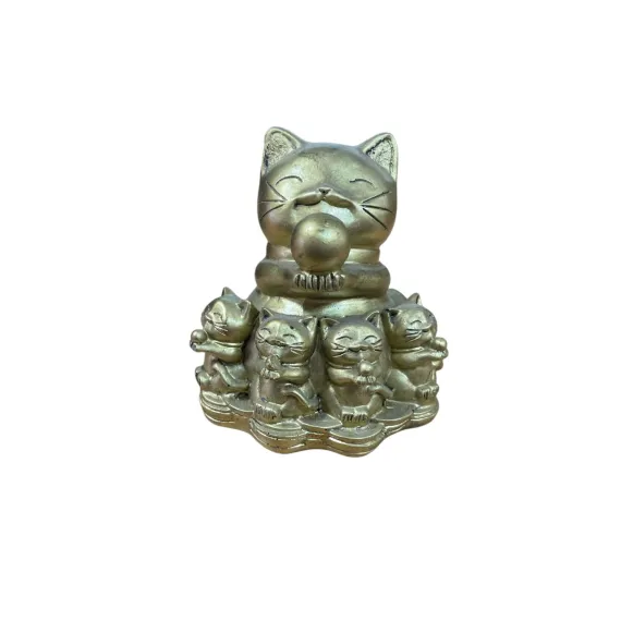maneki neko cu puii Decorațiune Feng Shui – Pisica Maneki Neko cu Pui (7,9 cm) - imagine 1