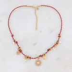 Colier Bohm Paris – Cordon cu Agat Alb și Charm Soare