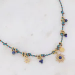 Colier Bohm Paris – Cordon cu Lapis Lazuli și Charm Soare