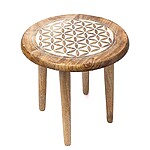 Măsuță din lemn de mango cu simbolul Floarea Vieții – 30x30x31 cm