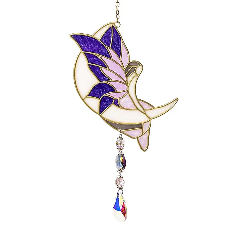 zana suncatcher Prinzător de soare – Zână pe semilună mov - imagine 1