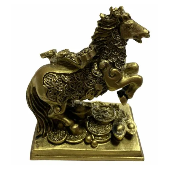 cal auriu cu ru yi Decorațiune Feng Shui Cal Auriu cu Ru Yi, Monede și Pepite - imagine 1