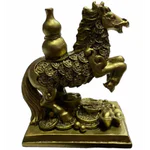 Decorațiune Feng Shui Cal Auriu cu Wu Lou, Monede și Pepite