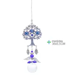 Decorațiune Prinzător de Soare cu Ochi Turcesc, Pomul Vieții, Mâna Fatimei și Înger – 36 × 5,5 cm