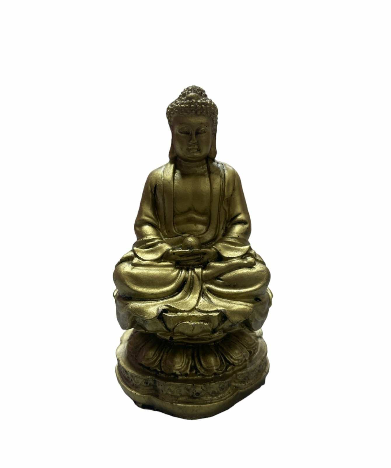 2026/02/1000059562.jpg Decorațiune Feng Shui – Buddha Medicine, rășină aurie, 10 cm - imagine 1