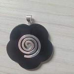 Piatra Pi din Onix Negru, formă floare – pandantiv donut, 4 cm - imagine 3