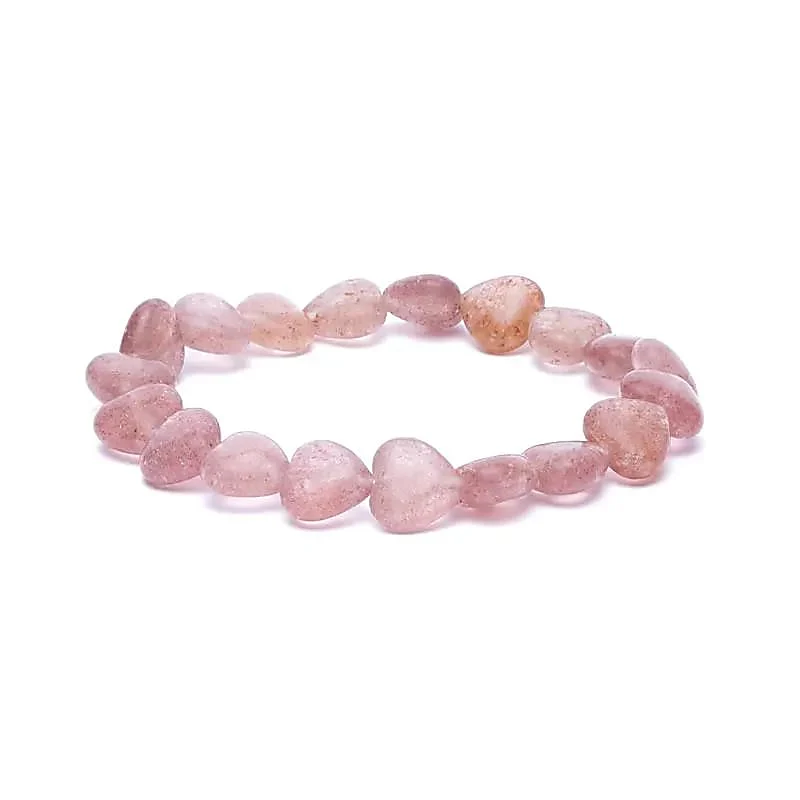 bratara cuart capsuna inimioare Brățară elastică din inimioare de Cuarț Căpșună natural - imagine 1