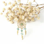 Colier Dreamcatcher cu chipsuri din Aventurin Verde – lanț din oțel inoxidabil placat auriu
