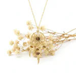 Colier Dreamcatcher cu chipsuri de Ochi de Tigru – lanț din oțel inoxidabil placat auriu