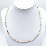 Colier din Opal Roz Fațetat – mărgele 3 mm, oțel inoxidabil, 42 cm