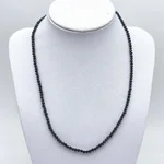 Colier din Turmalină Neagră Fațetată – mărgele 3 mm, oțel inoxidabil, 42 cm