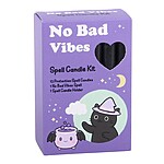 Kit No Bad Vibes Spell – Set 12 Lumânări Negre din Parafină cu Suport din Lemn - imagine 2