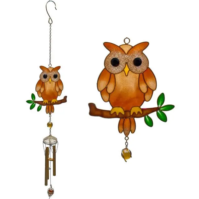 suncatcher bufnita clopotei Clopoței de Vânt cu Suncatcher – Bufniță Maro, 70 cm - imagine 1
