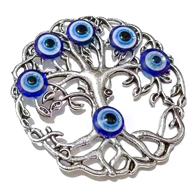 magnet copac ochi protector Magnet Metalic Copacul Vieții și Ochiul Turcesc – 5,5 cm - imagine 1
