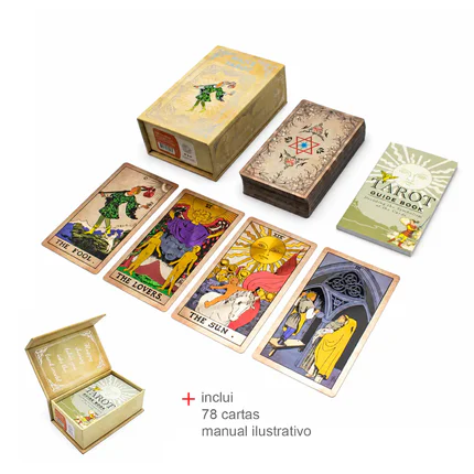 Set Cărți Tarot Waite cu Folie Rose Gold – Deck Tarot Spiritual + Broșură în Limba Engleză + Cutie Cadou