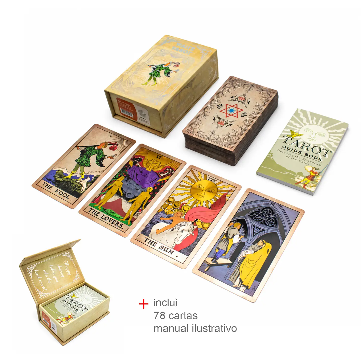 tarot waite Set Cărți Tarot Waite cu Folie Rose Gold – Deck Tarot Spiritual + Broșură în Limba Engleză + Cutie Cadou - imagine 1